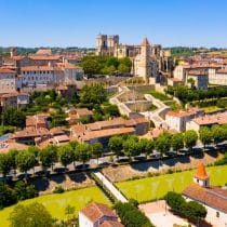 Camping Lac de Thoux Ciela Village Panoramic view from the drone on the city Auch. France